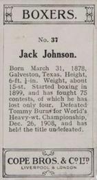 1915 Cope Bros. Boxers #37 Jack Johnson Back