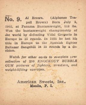 1938 American Sweets Knockout Bubble Gum NX5 #9 Al Brown Back