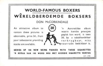 1935 United Tobacco World Famous Boxers #30 Don McCorkindale Back