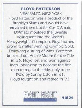 1992 Fight Night Faces #9 Floyd Patterson Back