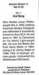 1999 Rowland Boxers Series 1 #1 Kid Berg Back