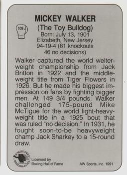 1991 All World #109 Mickey Walker Back