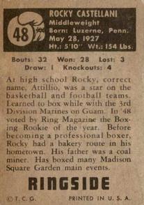 1951 Topps Ringside #48 Rocky Castellani Back