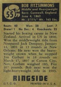 1951 Topps Ringside #55 Bob Fitzsimmons Back