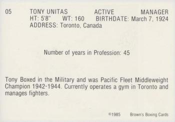 1985 Brown's #05 Tony Unitas Back