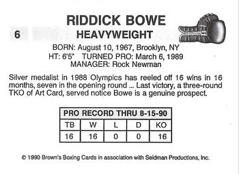 1990 Brown's #6 Riddick Bowe Back