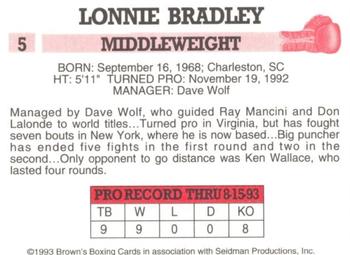 1993 Brown's #5 Lonnie Bradley Back