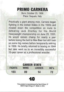 2010 Ringside Boxing Round One #40 Primo Carnera Back