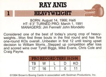 1994 Brown's #1 Ray Anis Back