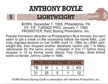 1994 Brown's #5 Anthony Boyle Back