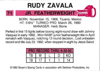 1992 Brown's #71 Rudy Zavala Back