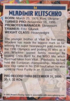 2001 Brown's #54 Wladimir Klitschko Back