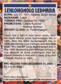 2001 Brown's #58 Lehlohonolo Ledwaba Back