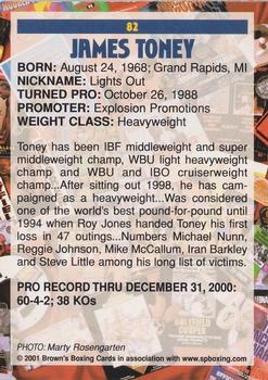 2001 Brown's #82 James Toney Back