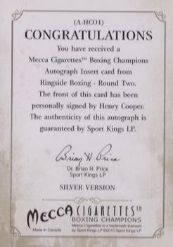 2011 Ringside Boxing Round Two - Autographs Silver #A-HCO1 Henry Cooper Back