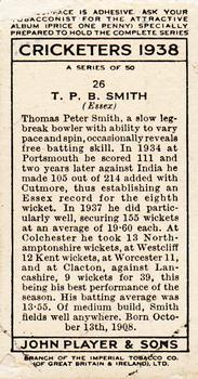 1938 Player's Cricketers #26 Peter Smith Back