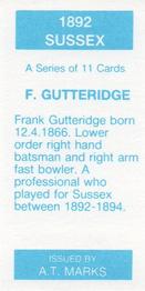 1990 A.T. Marks 1892 Sussex Cricketers  #NNO Frank Guttridge Back