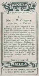 1926 Player's Cricketers (Caricatures by RIP) #11 Jack Gregory Back