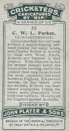 1926 Player's Cricketers (Caricatures by RIP) #32 Charlie Parker Back
