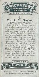 1926 Player's Cricketers (Caricatures by RIP) #45 Johnny Taylor Back