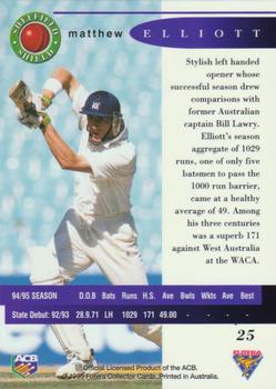 1995-96 Futera Cricket #25 Matthew Elliott Back