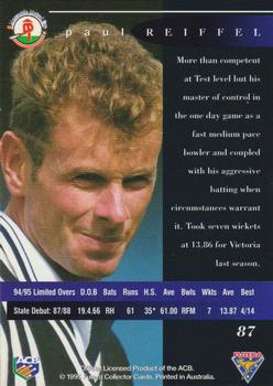 1995-96 Futera Cricket #87 Paul Reiffel Back