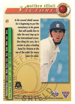 1994-95 Futera Cricket #49 Matthew Elliott Back
