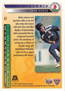 1994-95 Futera Cricket #83 Brad Hodge Back