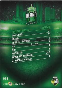 2017-18 Tap 'N' Play BBL Cricket #098 Alana King Back