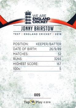 2018 Tap 'N' Play We are England Cricket #005 Jonny Bairstow Back