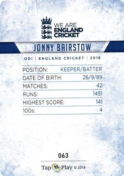 2018 Tap 'N' Play We are England Cricket #063 Jonny Bairstow Back