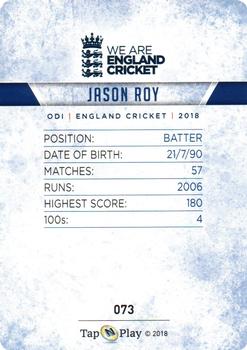 2018 Tap 'N' Play We are England Cricket #073 Jason Roy Back