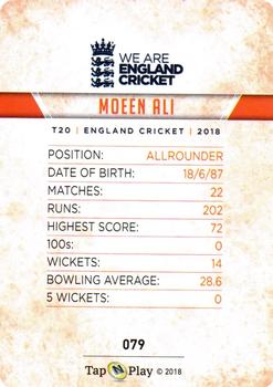 2018 Tap 'N' Play We are England Cricket #079 Moeen Ali Back