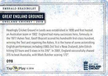 2018 Tap 'N' Play We are England Cricket #098 Emerald Headingley Back