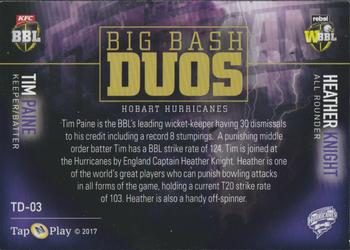 2017-18 Tap 'N' Play BBL Cricket - Team Duos #TD-03 Tim Paine / Heather Knight Back