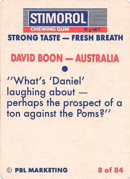 1990-91 Scanlens Cricket The Aussies vs The Poms #8 David Boon Back
