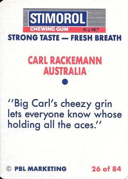 1990-91 Scanlens Cricket The Aussies vs The Poms #26 Carl Rackemann Back