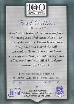 1996 Futera Victorian Cricket Association 1895-1995 #9 Fred Collins Back