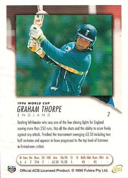 1996 Futera World Cup #2 Graham Thorpe Back