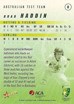 2008-09 Select Cricket Australia #8 Brad Haddin Back