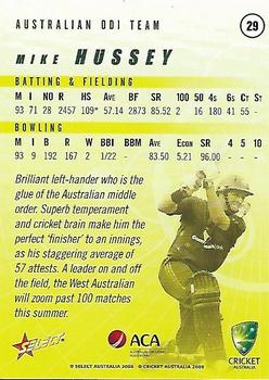 2008-09 Select Cricket Australia #29 Mike Hussey Back