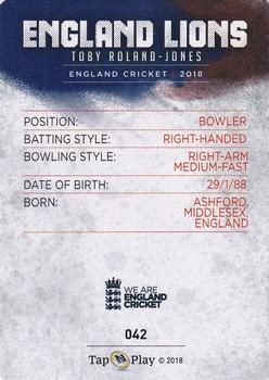 2018 Tap 'N' Play We are England Cricket - Silver Foil #042 Toby Roland-Jones Back