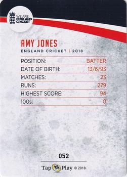 2018 Tap 'N' Play We are England Cricket - Silver Foil #052 Amy Jones Back