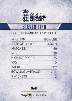 2018 Tap 'N' Play We are England Cricket - Silver Foil #068 Steven Finn Back