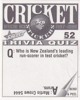 1997-98 Select Cricket Stickers #52 Matthew Horne Back