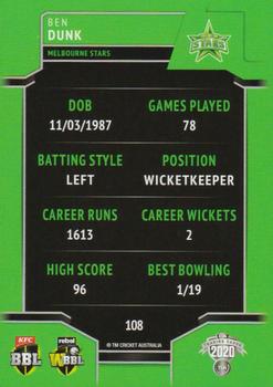 2020-21 TLA Cricket Traders #108 Ben Dunk Back