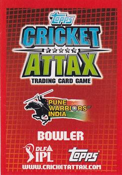 2012 Topps Cricket Attax IPL #NNO Bhuvneshwar Kumar Back