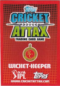 2012 Topps Cricket Attax IPL #NNO AB De Villiers Back