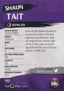 2015-16 Tap 'N' Play CA/BBL Cricket #103 Shaun Tait Back