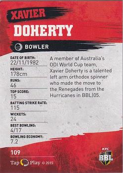 2015-16 Tap 'N' Play CA/BBL Cricket - Silver #109 Xavier Doherty Back
